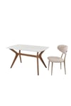 80 x 140 Mutfak Masası(Sadece Masa) Marmo Beyaz-Ceviz MDF Salon ve Mutfak Masası Viktoria Model
