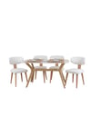 80x120 Mutfak Masası Takımı 1 Masa + 4 Ahşap Sandalye Salon Masası Viktoria Model Trafverten-Ceviz