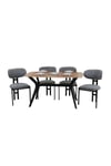 80x120 Mutfak Masası Takımı 1 Masa + 4 Sandalye Salon Masası Viktoria Model-Ceviz/Siyah