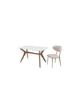 80X138 Beyaz-Ceviz(Sadece Masa) Salon ve Mutfak Masası Viktoria Model (Masa)