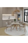 90x90cm Üçgen Masa Traverten-Ceviz Mutfak Masası-Balkon Masası Trio Model (Özel Kesim)