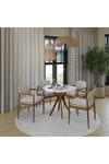 90x90cm Yuvarlak Masa (Sadece Masa) Beyaz-Ceviz Mutfak Masası-Balkon Masası Pera Model