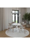 90x90cm Yuvarlak Masa(Sadece Masa) Traverten Mutfak Masası-Balkon Masası Pera Model