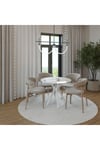 90x90cm Yuvarlak Masa(Sadece Masa) Traverten Mutfak Masası-Balkon Masası Pera Model
