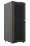 Ager AG-VB42U8010S1-BAAA-A-M1 Montajlı Vega Serisi Dikili Tip Kabinet (Ön Tek Açılım Cıtalı Cam/B - S1 Siyah) + Teker Takımı