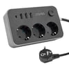 Powermaster 3 USB Çıkışlı 1.8 Metre Kablolu 3'lü Akım Korumalı Priz (10A-2500 Watt) PM-17564