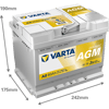 VARTA Dynamic AGM 12V 60Ah 680 CCA – Start-Stop ve xEV Uyumlu Akü
