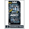 Arko 3 Bıçaklı Tıraş Bıçağı - Krom Kaplama, Oynar Başlık, 3'lü Paket, Ergonomik Tasarım, Uzun Ömürlü