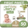 Baby Turco Doğadan Fırsat Paketi Bebek Bezi 1 Numara Newborn 50 Adet