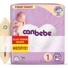 Canbebe Bebek Bezi Fırsat Paketi 1 No 2-5 kg 80 Adet Hediye Islak Pamuk Mendil ile