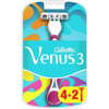 Gillette Venus 3 Renkli Kadınlar için Tek Kullanımlık Tıraş Bıçağı - Pürüzsüz Kayma ve Az Tahriş, 6'lı Paket