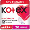 Kotex Hijyenik Ped Ultra Uzun 26 Adet Sızıntı Önleyici Teknoloji ile Gün Boyu Koruma