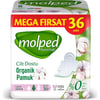 Molped Pure&Soft Organik Pamuklu Hijyenik Ped 36'lı Cilt Dostu Mega Uzun Boyasız ve Klor İçermez