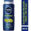 NIVEA Men Energy Duş Jeli 500ml; 3'ü 1 Arada Komple Bakım; Vücut; Saç ve Yüz için; Nane Özleri ile 24 Saat Ferah Cilt Hissi