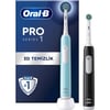 Oral-B Pro Series 1 İkili Paket, Siyah ve Mavi Elektrikli Diş Fırçaları, 2 Diş Fırçası Başlığı, Braun Tasarımı