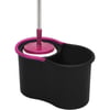 Parex Black Edition Otomatik Temizlik Seti - Paslanmaz Çelik Sap ve Orta Boy Mikrofiber Mop Başlığı, 360° Dönme Sistemi