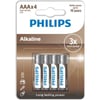 Philips Alkalin 4lü AAA İnce Pil LR03A4B10
