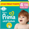 Prima Aktif Bebek, Bebek Bezi 4 Numara, 136 adet
