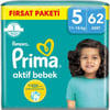 Prima Bebek Bezi Aktif Bebek 5 Beden 62 Adet Junior Mega Fırsat Paketi