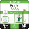 Pure Baby Organik Bambu Özlü Külot Bez Tekli Paket 5 Numara Junior 40 Adet