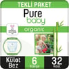 Pure Baby Organik Bambu Özlü Külot Bez Tekli Paket 6 Numara Xlarge 32 Adet