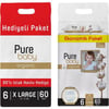 Pure Baby Organik Pamuklu Cırtlı Bez 6 Numara Xlarge 60 Adet + Organik Pamuklu Islak Havlu 90 Yaprak