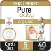 Pure Baby Organik Pamuklu Cırtlı Bez Tekli Paket 5 Numara Junior 40 Adet