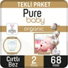 Pure Baby Organik Pamuklu Cırtlı Bez Tekli Paket 2 Numara Mini 68 Adet
