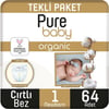 Pure Baby Organik Pamuklu Cirtli Bez Tekli Paket 1 Numara Yenidogan 64 Adet