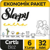 Sleepy Extra Günlük Aktivite Ekonomik Paket Bebek Bezi 6 Numara Xlarge 32'li