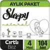Sleepy Natural Cırtlı Bebek Bezi Fırsat Paketi 4 Numara 7-14 Kg 104 Adet