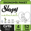 Sleepy Natural Ekonomik Paket Bebek Bezi 4 Numara Maxi 52 Adet