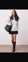 Siyah Bisiklet Yaka Oversize Sweatshirt