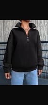 Siyah yarım Fermuarlı Sweatshirt
