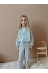 Denim Kumaş Desenli Fermuarlı Kız Çocuk Takım