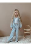 Denim Kumaş Fiyonk Desenli Fermuarlı Kız Çocuk Takım