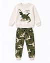 Erkek Bebek Dinozor Baskılı Sweatshirt Kamuflaj Pantolon 2’li Alt Üst Takım 6 Ay-4 Yaş