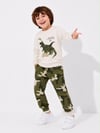 Erkek Bebek Dinozor Baskılı Sweatshirt Kamuflaj Pantolon 2’li Alt Üst Takım 6 Ay-4 Yaş