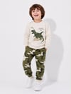 Erkek Bebek Dinozor Baskılı Sweatshirt Kamuflaj Pantolon 2’li Alt Üst Takım 6 Ay-4 Yaş