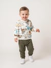 Erkek Bebek Dinozor Desenli Sweatshirt ve Haki Pantolon 2’li Alt Üst Takım