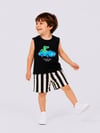 Erkek Çocuk Araba Baskılı Kolsuz Şortlu Takım Çizgili Yazlık Alt Üst Takım