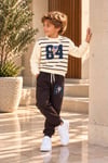 Erkek Çocuk Ayıcık Baskılı Çizgili 3 İplik Şardonlu Eşofman Takımı 3-10 Yaş