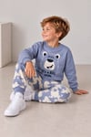 Erkek Çocuk Ayıcık Baskılı Sweatshirt Desenli Jogger Pantolon Alt Üst Takım