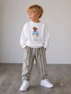 Erkek Çocuk Ayıcık Baskılı Sweatshirt Keten Pantolon Alt Üst Takım