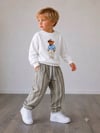 Erkek Çocuk Ayıcık Baskılı Sweatshirt Keten Pantolon Alt Üst Takım