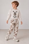 Erkek Çocuk Ayıcık Baskılı Sweatshirt Desenli Jogger Pantolon Alt Üst Takım