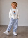 Erkek Çocuk Ayıcık Baskılı Sweatshirt Keten Pantolon Alt Üst Takım
