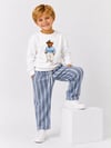 Erkek Çocuk Ayıcık Baskılı Sweatshirt Keten Pantolon Alt Üst Takım
