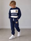 Erkek Çocuk Ayıcık Nakışlı Çizgili Sweatshirt Jogger Pantolon Alt Üst Takım