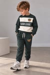 Erkek Çocuk Ayıcık Nakışlı Çizgili Sweatshirt Jogger Pantolon Alt Üst Takım